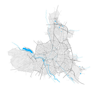 Dijon, France Black and White high resolution vector map