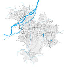 Fototapeta premium Metz, France Black and White high resolution vector map
