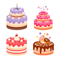 Set of birthday cakes