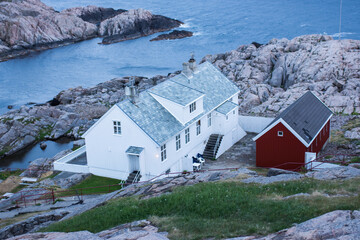 white - red houses on the Norwegian coast