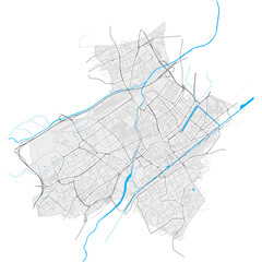 Mulhouse, France Black and White high resolution vector map