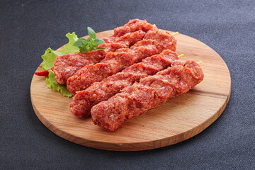 Raw beef kebab minced meat