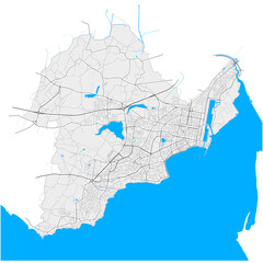 Fototapeta na wymiar Saint-Nazaire, France Black and White high resolution vector map