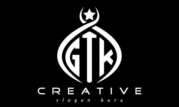 three letters GTK monogram curved oval initial logo design, geometric minimalist modern business shape creative logo, vector template	

