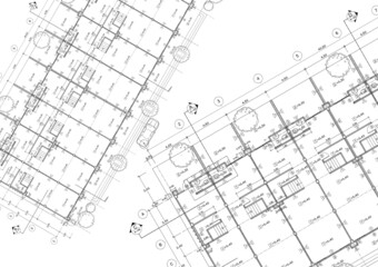 Fototapeta premium Floor plan designed building on the drawing.
