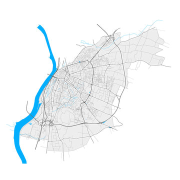 Valence, France Black and White high resolution vector map