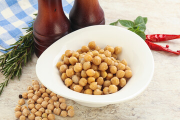 Boiled chickpea in the bowl