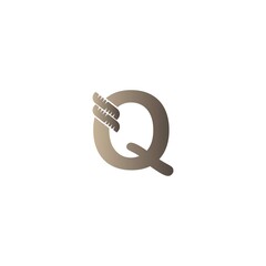 Letter Q wrapped in rope icon logo design illustration