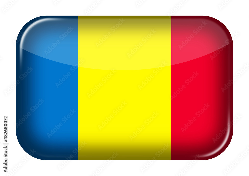 Aufkleber romania web icon rectangle button with clipping path 3d illustration