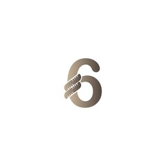 Number 6 wrapped in rope icon logo design illustration