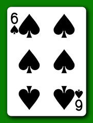 Six of Spades playing card with clipping path 3d illustration