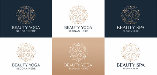 Fototapeta na wymiar collection of salon logos and yoga design inspiration
