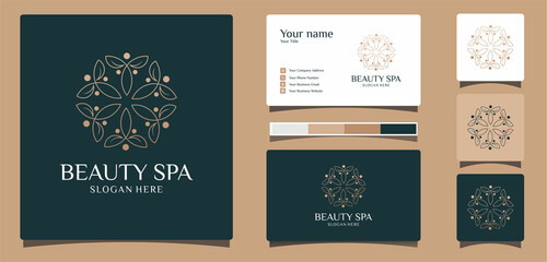 Fototapeta na wymiar beauty logo and yoga design inspiration salon