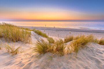 Sunset View over ocean from dune in Zeeland