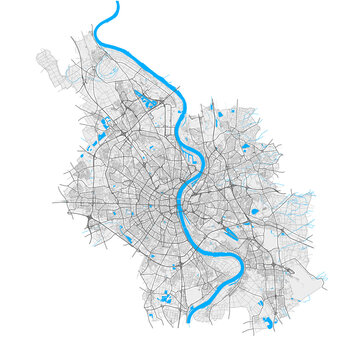 Koln, Germany Black and White high resolution vector map