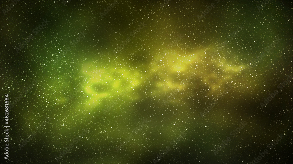 Wall mural night starry sky and bright yellow galaxy, horizontal background