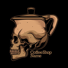 coffee shop skull logo