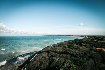 Coastline and seascape view from the Whale lighthouse, in Re island