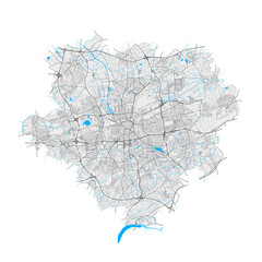 Dortmund, Germany Black and White high resolution vector map