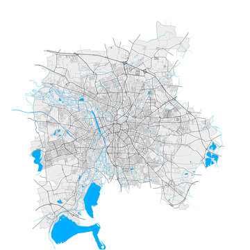 Leipzig, Germany Black and White high resolution vector map
