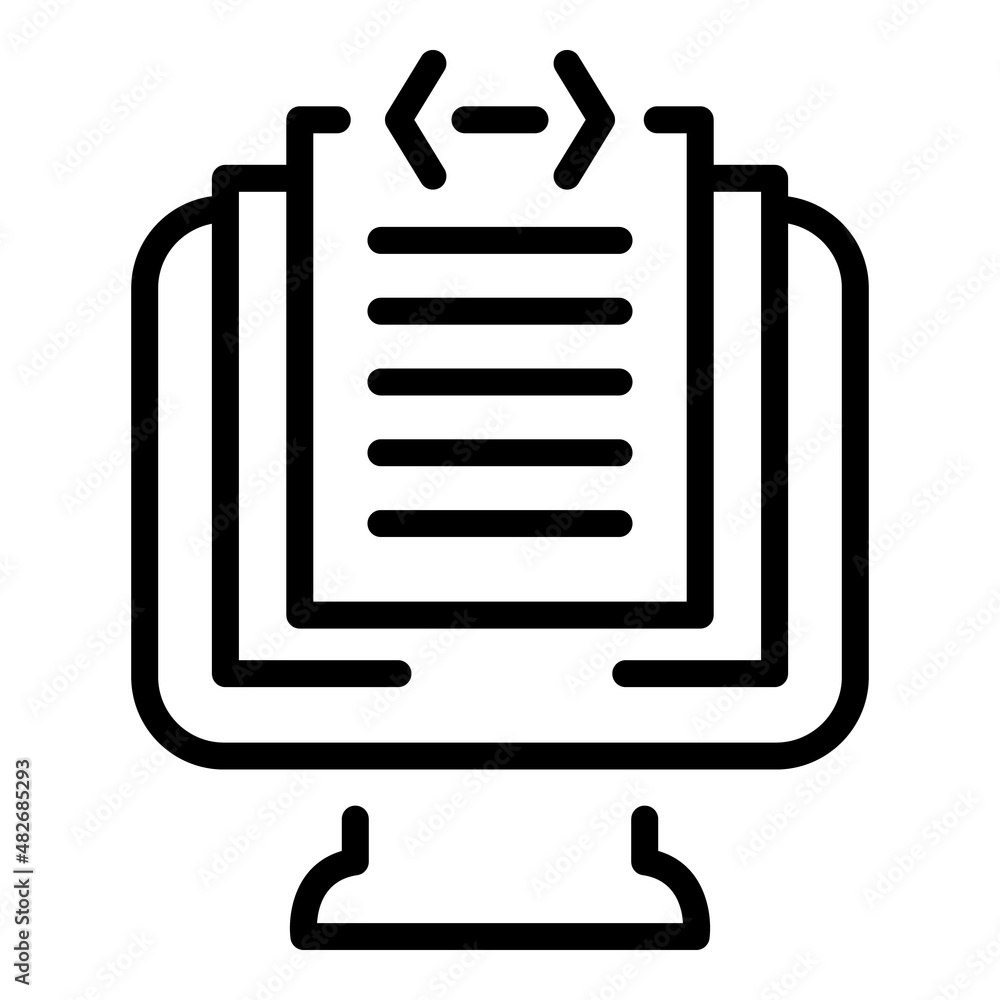 Poster online monitor icon outline vector. study case. business learn