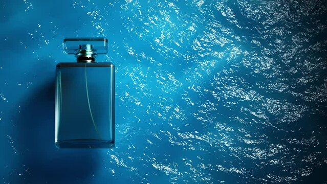 Perfume or cologne bottle on a sea wave background
