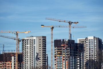Fototapeta premium Construction site with unfinished buildings.