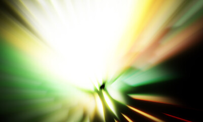 Light particle trails on black background. Light explosion star with glowing particles and lines. Beautiful moving abstract rays wallpaper.  Colorful Burst graphic. Explosion of rays of light.