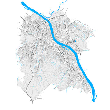 Bonn, Germany Black and White high resolution vector map