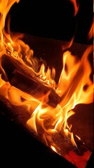fire in fireplace
