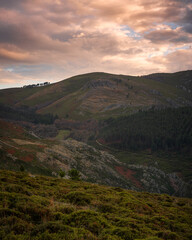 Fototapeta na wymiar Mondim de Basto mountain nature landscape at sunset, in Portugal