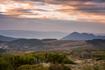 Fototapeta na wymiar Mondim de Basto landscape nature view of Senhora da Graca in Portugal at sunset