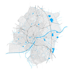 Oldenburg, Germany Black and White high resolution vector map
