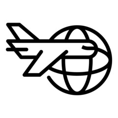 Plane travel icon outline vector. Earth tour. World globe