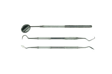 dental tools isolated on white background Medical equipment, scaling