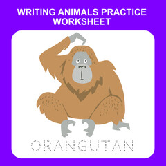 Illustration of writing insect practice worksheet. Educational printable worksheet. Exercises lettering game for kids. Vector illustration.