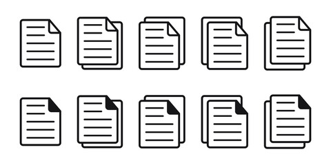 Document vector icon, paper icon isolated on white background.