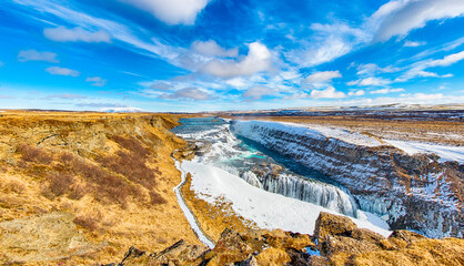 Der Wasserfall Gullvoss auf Island