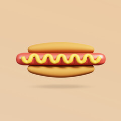 Delicious juicy hot dog. 3d rendering