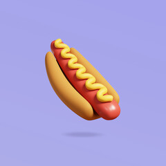 Delicious juicy hot dog. 3d render