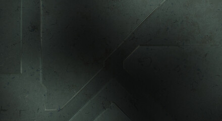 Pitted SciFi panels wall. 3D illustration. Futuristic conceptual design background. Spaceship texture wallpaper. Brushed technology pattern surface.