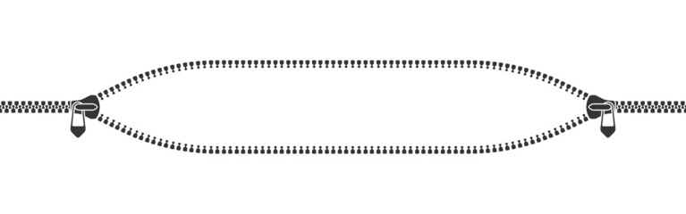 Conceptual zipper stripe. Zipper lock and unlock. Fastener. Closing clasp. Vector illustration