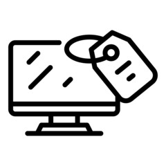 Sale online monitor icon outline vector. Store computer. Shop retail
