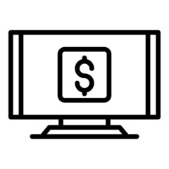 Buy monitor icon outline vector. Laptop store. Computer shop