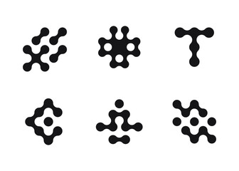 Fototapeta na wymiar Metaball logo set. Rounded icons, Rorschach spots. Can be used for logos and corporate merchandise, abstract backgrounds and patterns. 