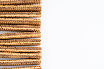 Chocolate wafers on white background