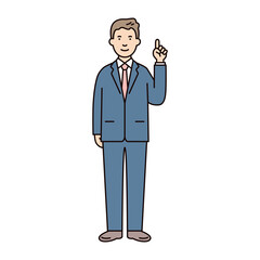 人物_男性_スーツ_全身_指差しポーズ_左手
