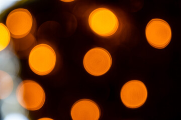 Golden abstract bokeh with black background