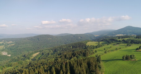 Fototapeta na wymiar Beautiful View of Forest and Fields Aerial