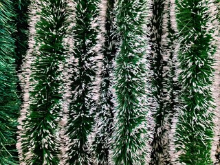 Christmas decorations green tinsel, frippery